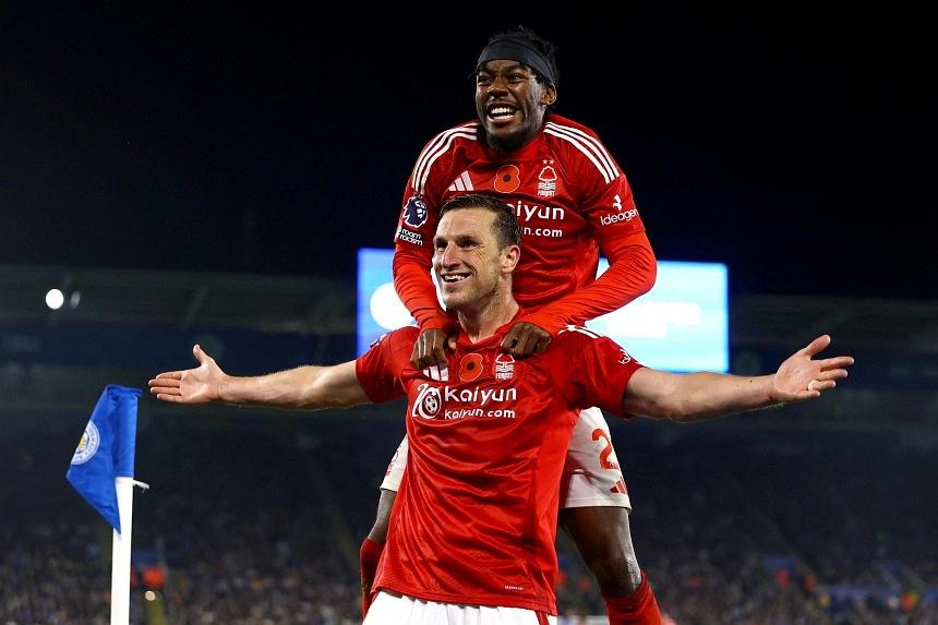 Chris Wood's two goals secure Nottingham Forest a 3-1 victory over Leicester